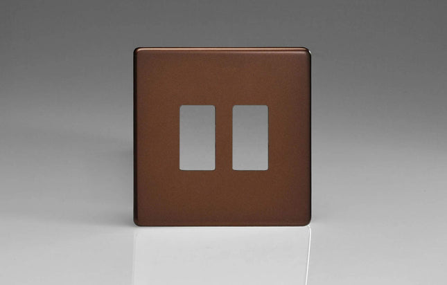 Varilight XDMPGY2S Screwless Mocha 2-Gang Grid Plate (Single Plate)