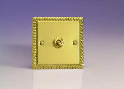 Varilight 1-Gang 10A Intermediate Toggle Light Switch Georgian Brass XGT7