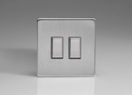 Varilight JDSES002S Dimmer Switch 2-Gang Brushed Steel