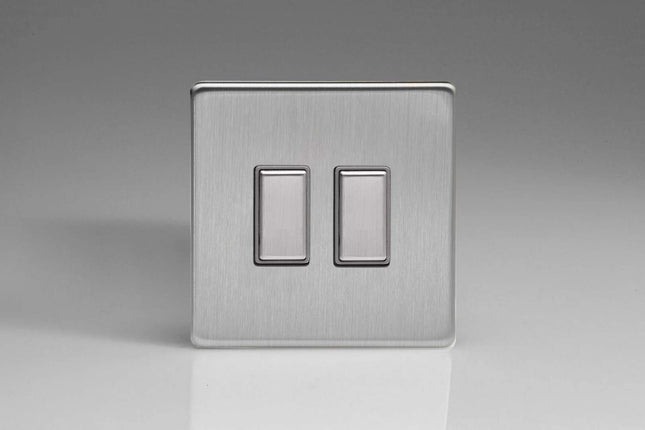 Varilight JDSES002S Dimmer Switch 2-Gang Brushed Steel