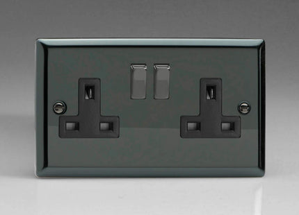 Varilight XI5DB 13A Switched Socket 2-Gang Black Iridium Black,91x150x31mm