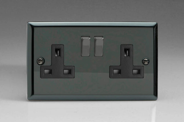 Varilight XI5DB 13A Switched Socket 2-Gang Black Iridium Black,91x150x31mm