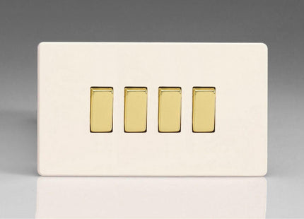 Varilight 4-Gang 10A 1- Or 2-Way Rocker Switch (Twin Plate)
