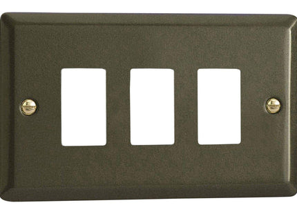 Varilight XPPGY3 Classic Graphite 3 Gang PowerGrid Plate (Twin Plate)