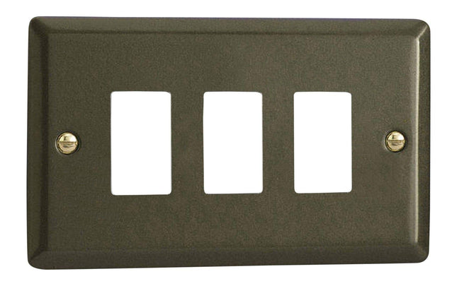 Varilight XPPGY3 Classic Graphite 3 Gang PowerGrid Plate (Twin Plate)