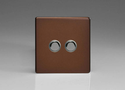 Varilight V-Pro IR 2-Gang Tactile Touch Control Dimming Light Switch Slave for use with Master on 2-Way Circuits Mocha IJDMS002S