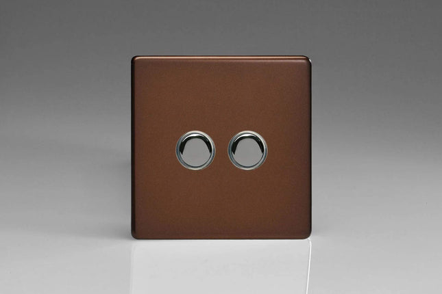 Varilight V-Pro IR 2-Gang Tactile Touch Control Dimming Light Switch Slave for use with Master on 2-Way Circuits Mocha IJDMS002S