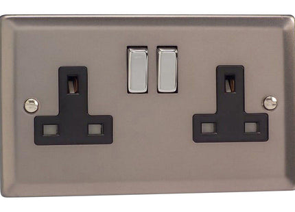 Varilight XR5DB 13A Switched Socket 2-Gang Black Pewter