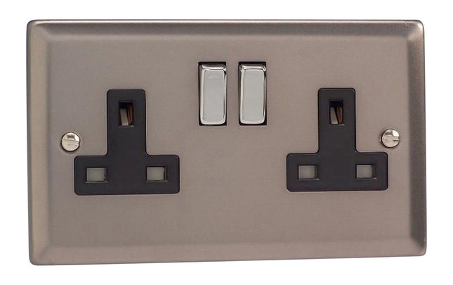 Varilight XR5DB 13A Switched Socket 2-Gang Black Pewter