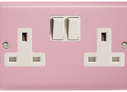 Varilight 2-Gang (Double), 13 Amp Switched Socket, Classic Lily Rose Pink XY5W.RP