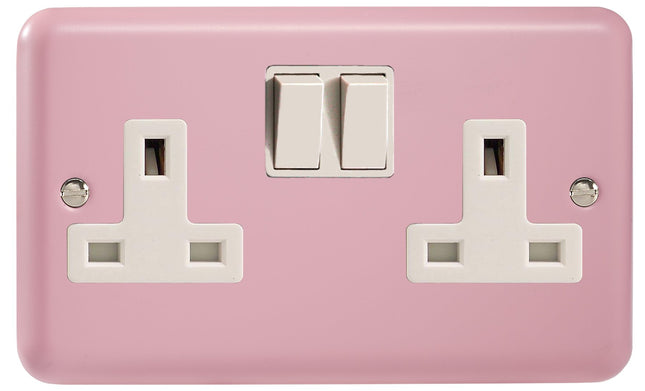 Varilight 2-Gang (Double), 13 Amp Switched Socket, Classic Lily Rose Pink XY5W.RP