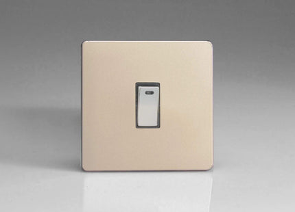 Varilight 1-Gang 20A Double Pole Rocker Light Switch + Neon Indicator Light Satin Chrome XDN20NDS