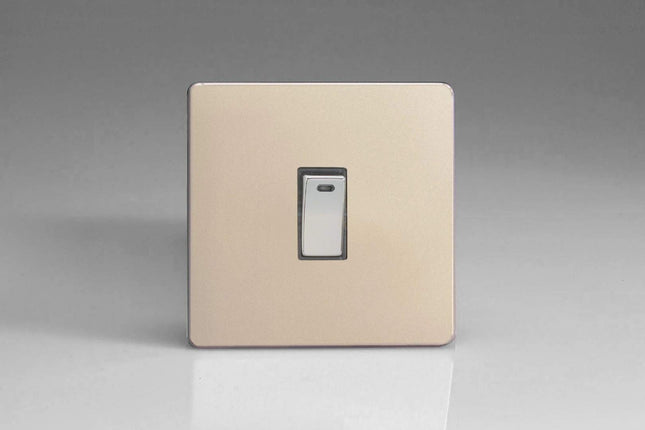Varilight 1-Gang 20A Double Pole Rocker Light Switch + Neon Indicator Light Satin Chrome XDN20NDS