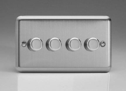 Varilight Classic V-Pro Matt Chrome 4 Gang LED Trailing Edge Dimmer Switch 1 or 2 Way