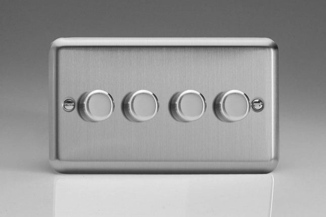 Varilight Classic V-Pro Matt Chrome 4 Gang LED Trailing Edge Dimmer Switch 1 or 2 Way
