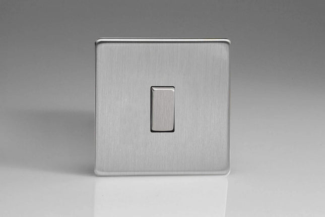 Varilight Screwless Brushed Steel 1-Gang Intermediate Rocker Switch Decorative 1-Gang 10A Intermediate Rocker Switch