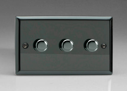 Varilight Classic V-Pro Iridium Black 3 Gang LED Trailing Edge Dimmer Switch 1 or 2 Way