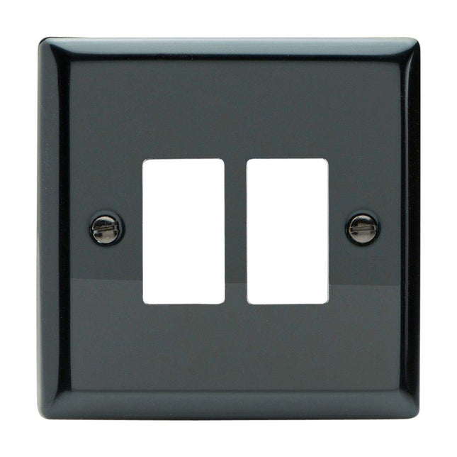 Varilight XIPGY2 Classic Iridium Black 2-Gang Grid Plate (Single Plate)