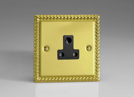 Varilight 1-Gang 5A Round Pin Plug Socket Georgian Brass XGRP5AB