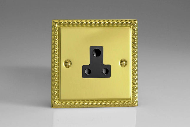 Varilight 1-Gang 5A Round Pin Plug Socket Georgian Brass XGRP5AB