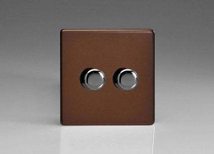 Varilight V-Pro Screwless Mocha 2-Gang LED Trailing Edge Dimmer Switch 1 or 2 Way