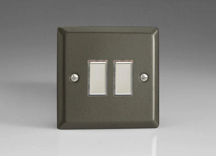 Varilight 2-Gang Tactile Touch Control Dimming Light Switch Slave for use with Eclique2 Master on 2-Way Circuits Graphite JPES002
