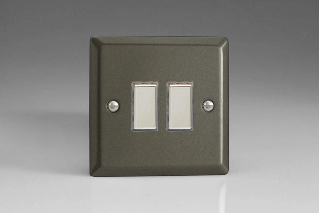 Varilight 2-Gang Tactile Touch Control Dimming Light Switch Slave for use with Eclique2 Master on 2-Way Circuits Graphite JPES002