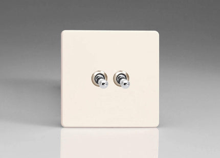 Varilight Primed Ready to Paint Flat Plate Screwless 2-Gang 10 Amp Toggle Switch