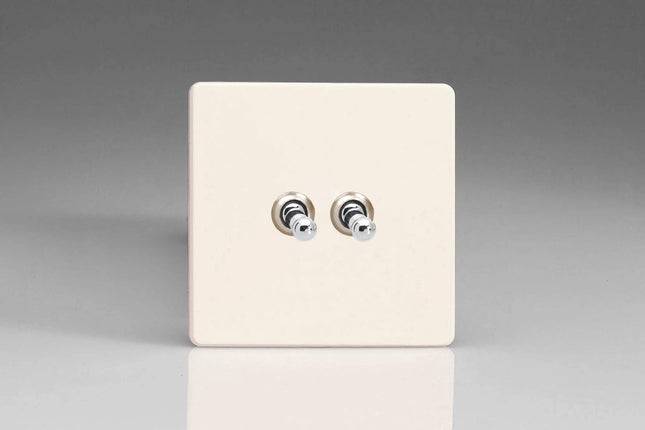 Varilight Primed Ready to Paint Flat Plate Screwless 2-Gang 10 Amp Toggle Switch