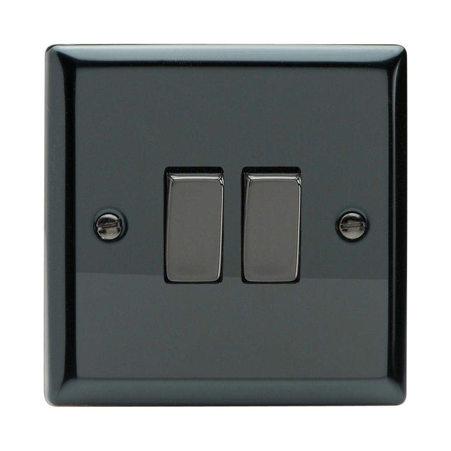 Varilight XI2D Rocker Switches 2-Gang Iridium Black Chrome