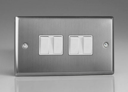 Varilight XT9W Rocker Switches White 4 Gang Brushed Steel