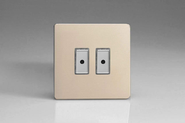 Varilight Eclique 2 2-Gang 1-Way Remote/Tactile Touch Control Master LED Dimmer Light Switch 2 x 0-100W (Max 10 LEDs) Satin Chrome JDNE102S
