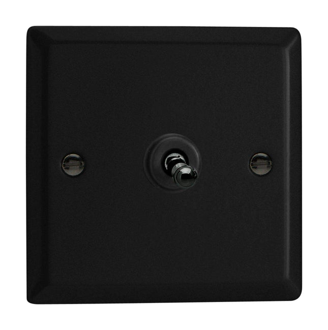 Varilight Urban Matt Black 1-Gang 2-Way 10 Amp Toggle Switch, 91x91x36mm