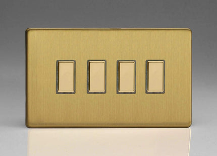 Varilight Eclique 2 4-Gang Tactile Touch Control Dimming Light Switch Slave for use with Eclique2 Master on 2-Way Circuits (Twin Plate) Brushed Brass JDBES004S