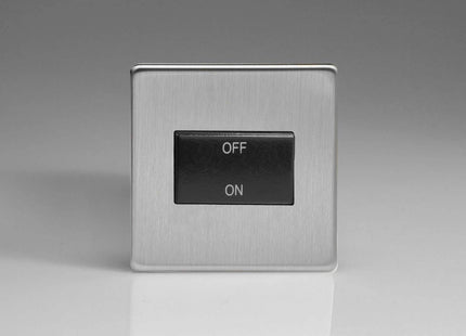 Varilight Brushed Steel Fan Isolating Switch (3 Pole) Black Light Switch 10A Fan Isolating Switch (3 Pole)