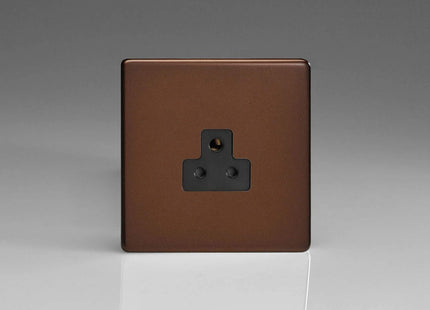 Varilight 1-Gang 2A Round Pin Socket Dimension Screwless Mocha XDMRP2ABS