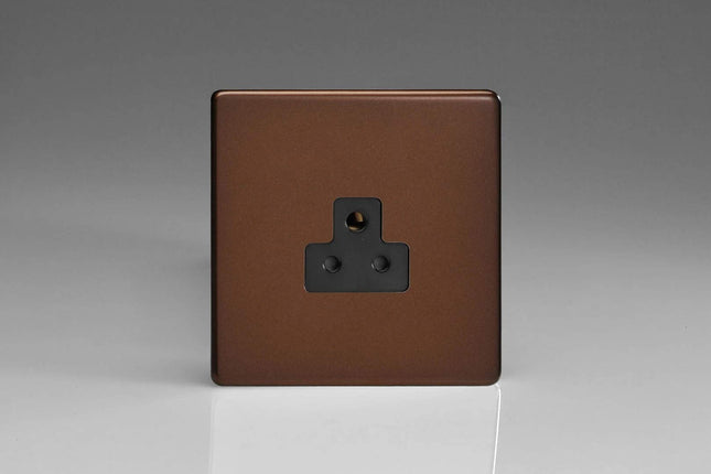 Varilight 1-Gang 2A Round Pin Socket Dimension Screwless Mocha XDMRP2ABS