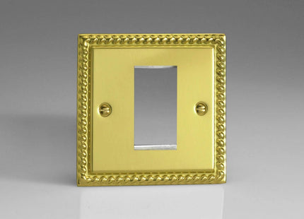 Varilight Data Grid Face Plate For 1 Data Module Width Georgian Brass XGG1