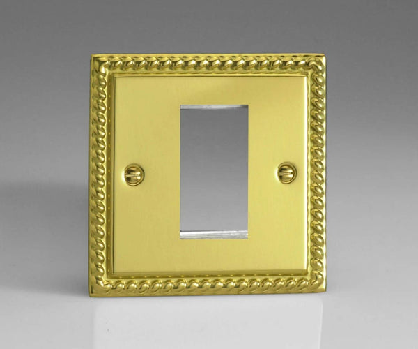 Varilight Data Grid Face Plate For 1 Data Module Width Georgian Brass XGG1