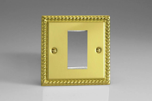 Varilight Data Grid Face Plate For 1 Data Module Width Georgian Brass XGG1