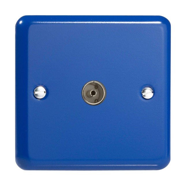 Varilight 1-Gang TV Plug Socket, Co-Axial Reflex Blue XY8.RB