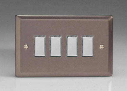Varilight 4-Gang Tactile Touch Control Dimming Light Switch Slave for use with Eclique2 Master on 2-Way Circuits (Twin Plate) Pewter JRES004