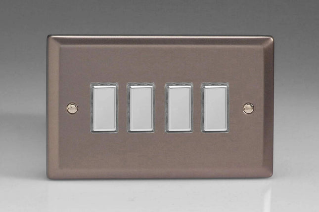 Varilight 4-Gang Tactile Touch Control Dimming Light Switch Slave for use with Eclique2 Master on 2-Way Circuits (Twin Plate) Pewter JRES004