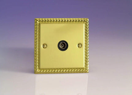 Varilight 1-Gang TV Plug Socket, Isolated Co-axial Georgian Brass XG8ISOB