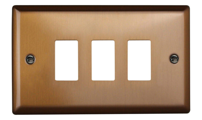 Varilight XYPGY3.BZ Urban Brushed Bronze 3 Gang PowerGrid Plate (Twin Plate)