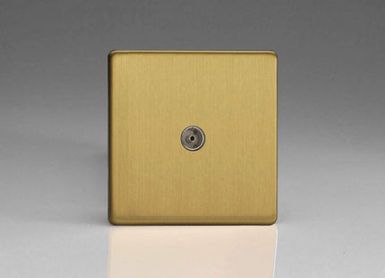 Varilight 1-Gang TV Plug Socket, Co-Axial Brushed Brass XDB8S