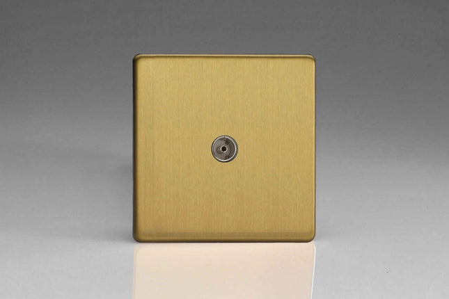 Varilight 1-Gang TV Plug Socket, Co-Axial Brushed Brass XDB8S