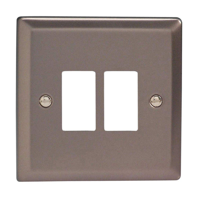 Varilight XRPGY2 Classic Pewter 2-Gang Grid Plate (Single Plate)