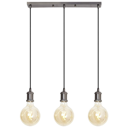 4lite Smart Wiz Connected Decorative 3 Light Bar Pendant with Smart LED Bulb Blackened Silver Finish E27 G125 Amber Coated Filament Bulbs Included 6.5w 725lm WiFi Bluetooth Tuneable White