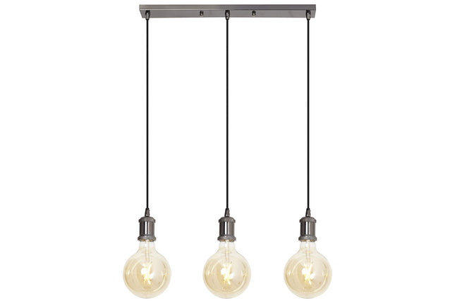 4lite Smart Wiz Connected Decorative 3 Light Bar Pendant with Smart LED Bulb Blackened Silver Finish E27 G125 Amber Coated Filament Bulbs Included 6.5w 725lm WiFi Bluetooth Tuneable White